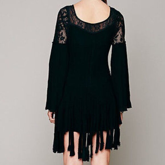 Free People Black Shipwreck Cove Fringed Mini Lace Dress (AHS Misty Day) EB3 - Picture 3 of 16